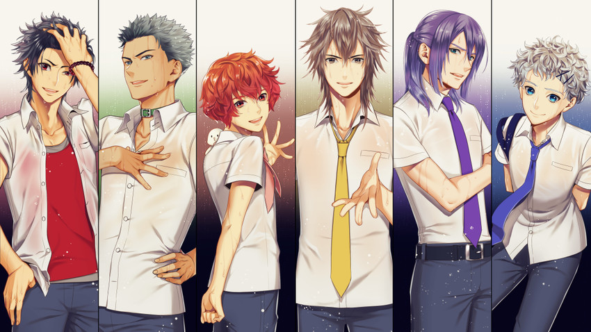 kamui gakupo, fukase, vy2, point, yuu, and 2 more (vocaloid and 1 more) drawn by suzunosuke_(sagula)