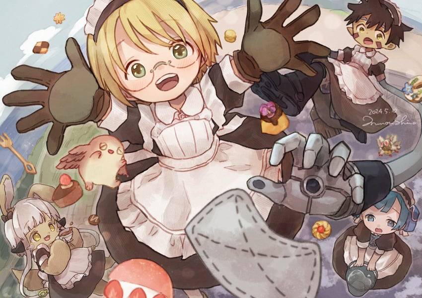 nanachi, reg, faputa, riko, maruruk, and 1 more (made in abyss) drawn by shina_(shiina_tsuushin)