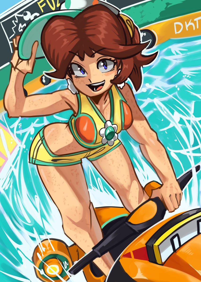princess daisy and fuzzy (mario and 2 more) drawn by moxydraws