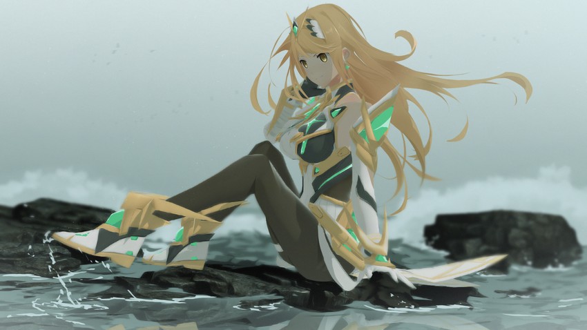 mythra (xenoblade chronicles and 2 more) drawn by sculp2