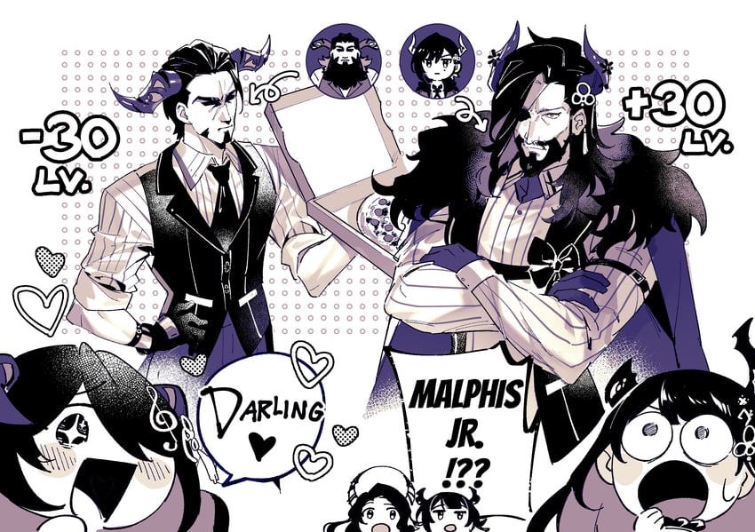 nerissa ravencroft, mamarissa, aradia ravencroft, malpha ravencroft, malphis ravencroft ii, and 1 more (hololive and 1 more) drawn by lynnear