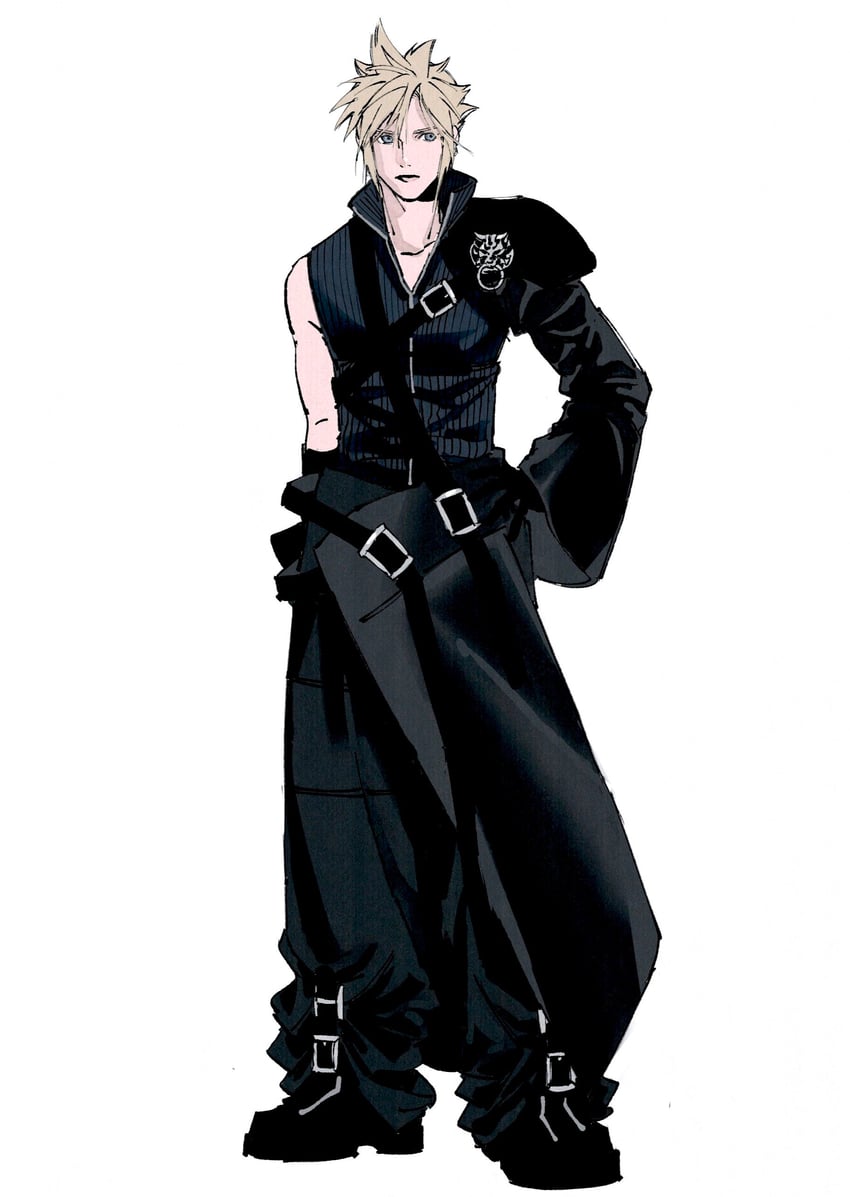 cloud strife and fenrir (final fantasy and 2 more) drawn by 9t4um0fpin35758