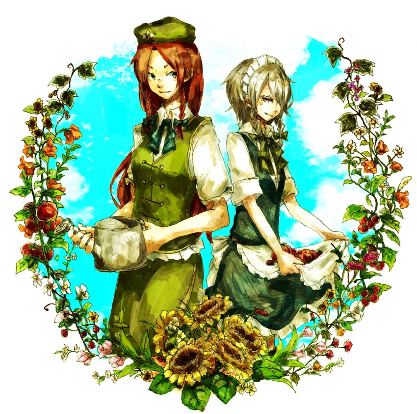 izayoi sakuya and hong meiling (touhou) drawn by kurau_kii