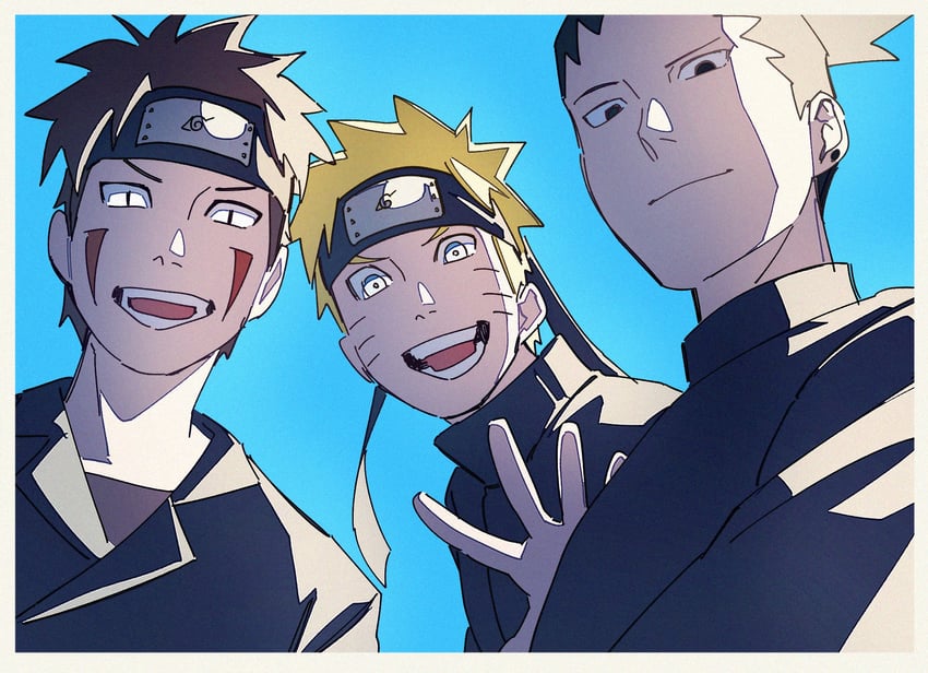 uzumaki naruto, nara shikamaru, and inuzuka kiba (naruto and 1 more) drawn by pnpk_1013