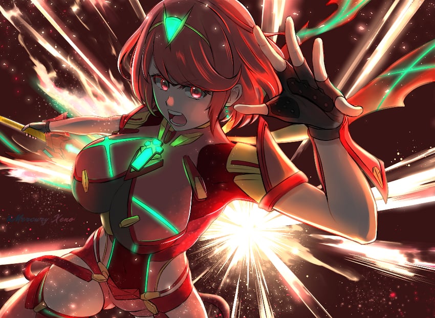 pyra (xenoblade chronicles and 1 more) drawn by mercury_xeno