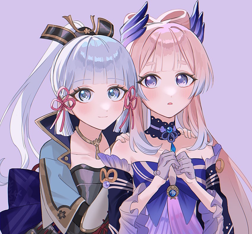 kamisato ayaka and sangonomiya kokomi (genshin impact) drawn by shinzaki_rinu