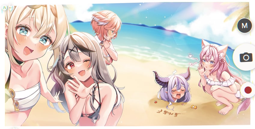 sakamata chloe, la+ darknesss, hakui koyori, kazama iroha, and takane lui (hololive) drawn by anzu_1026