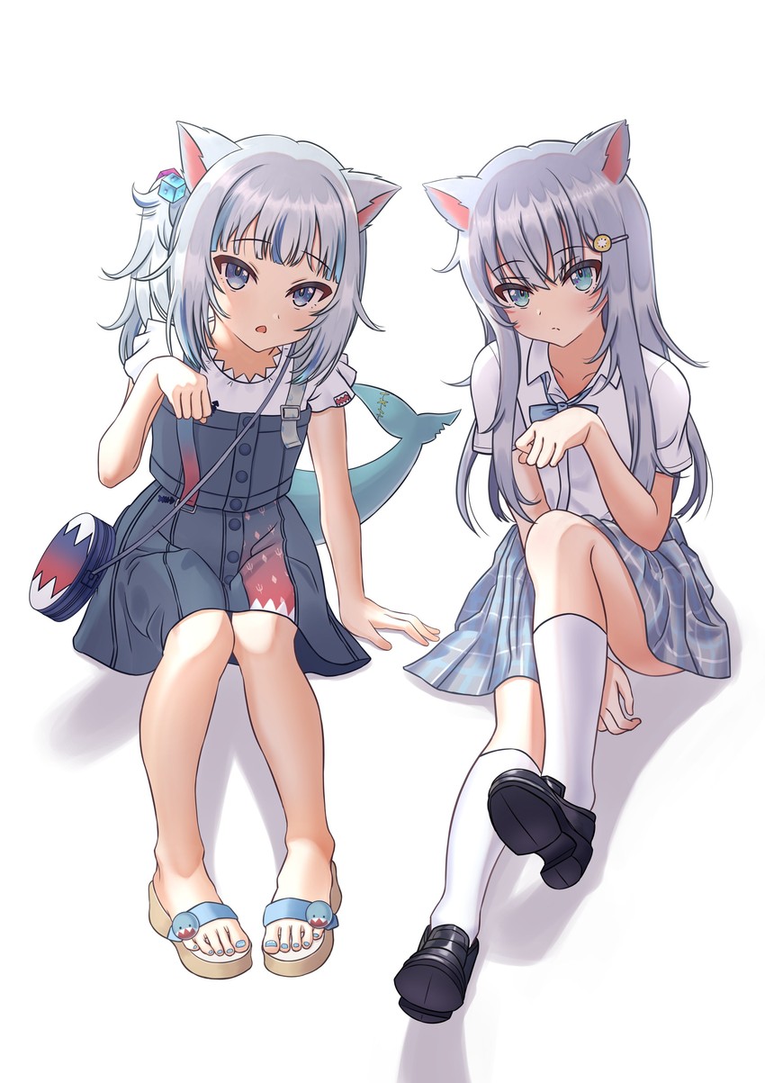 gawr gura, nachoneko, and hennyano (original and 2 more) drawn by jedd_(jeddisorange)