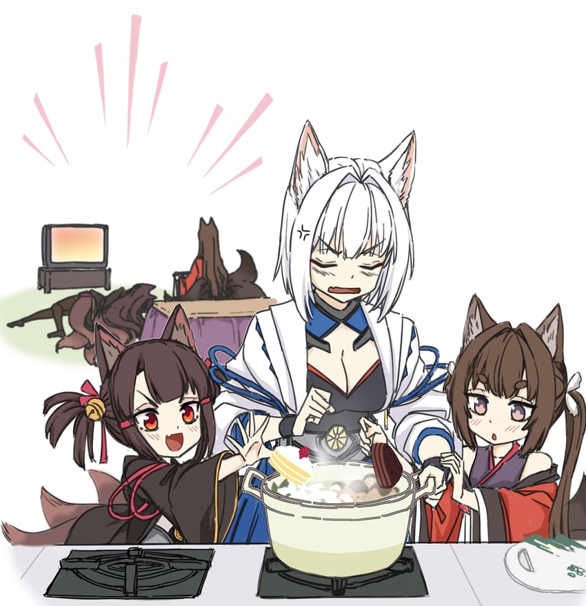 kaga, akagi, amagi, amagi-chan, and akagi-chan (azur lane) drawn by oukama