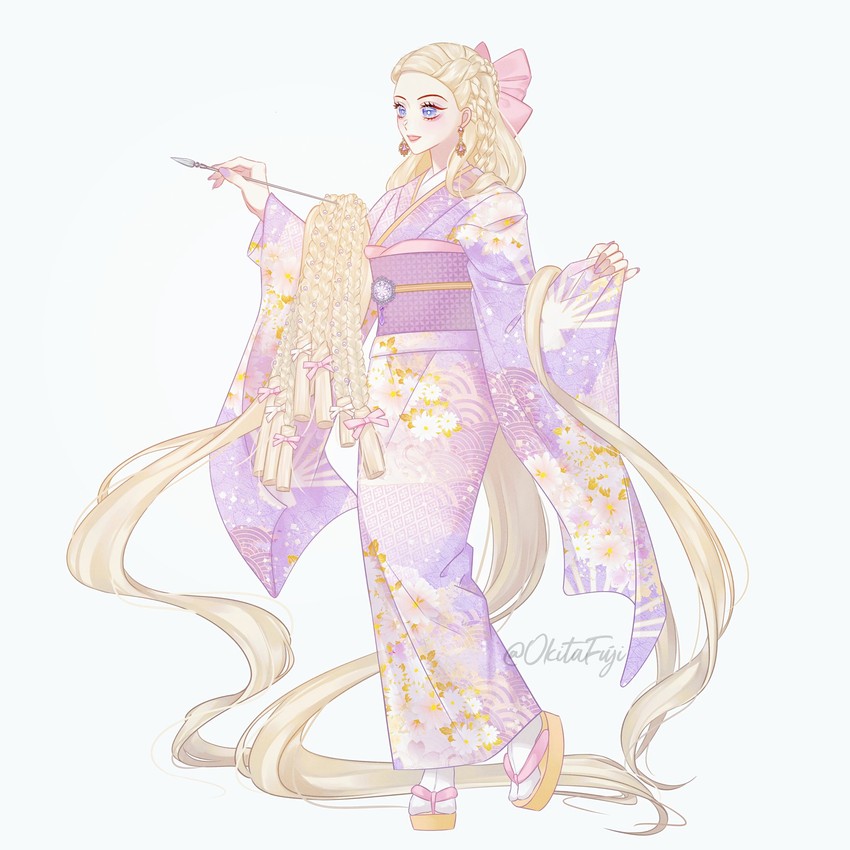 barbie and rapunzel (barbie and 2 more) drawn by okitafuji