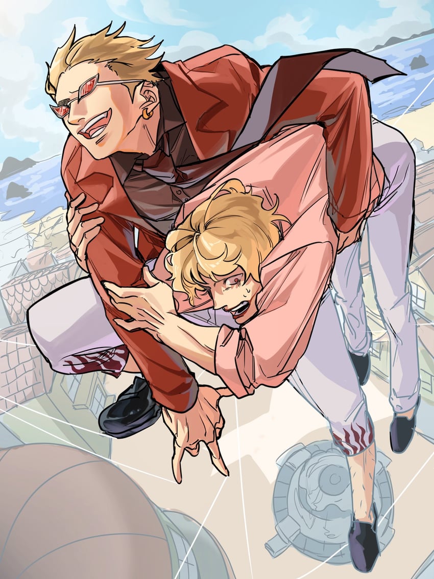 donquixote doflamingo and donquixote rocinante (one piece) drawn by dundun998