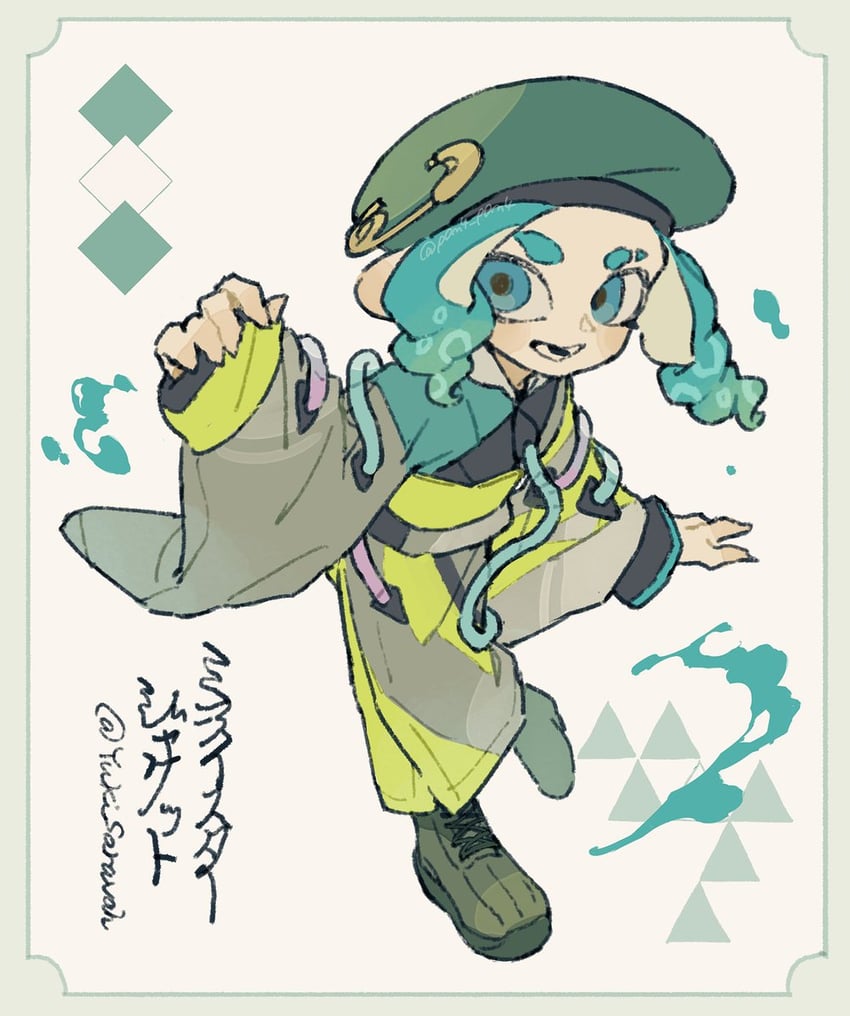 octoling player character and octoling girl (splatoon and 1 more) drawn by p0m4_p0m4