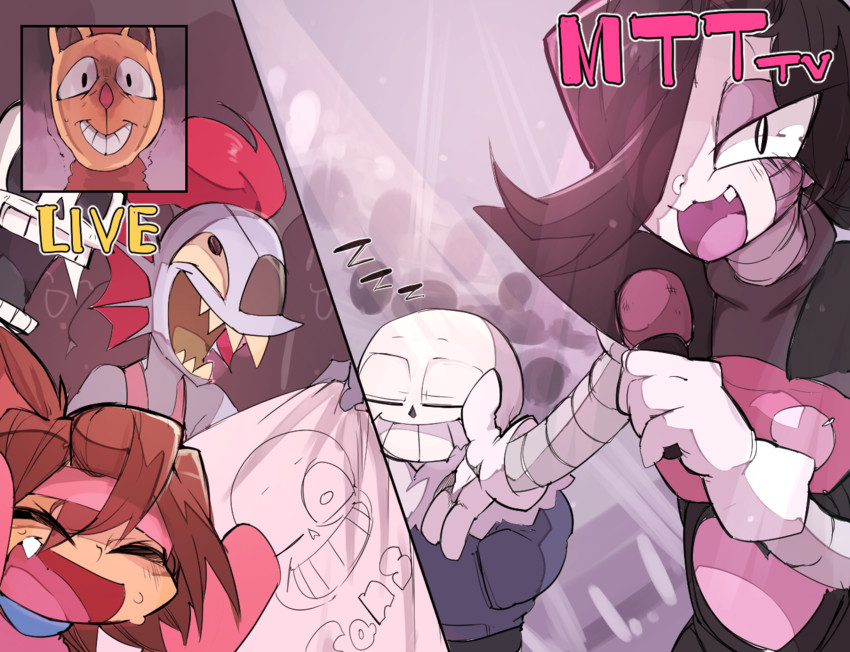 frisk, sans, undyne, papyrus, mettaton, and 2 more (undertale) drawn by g_perarikku