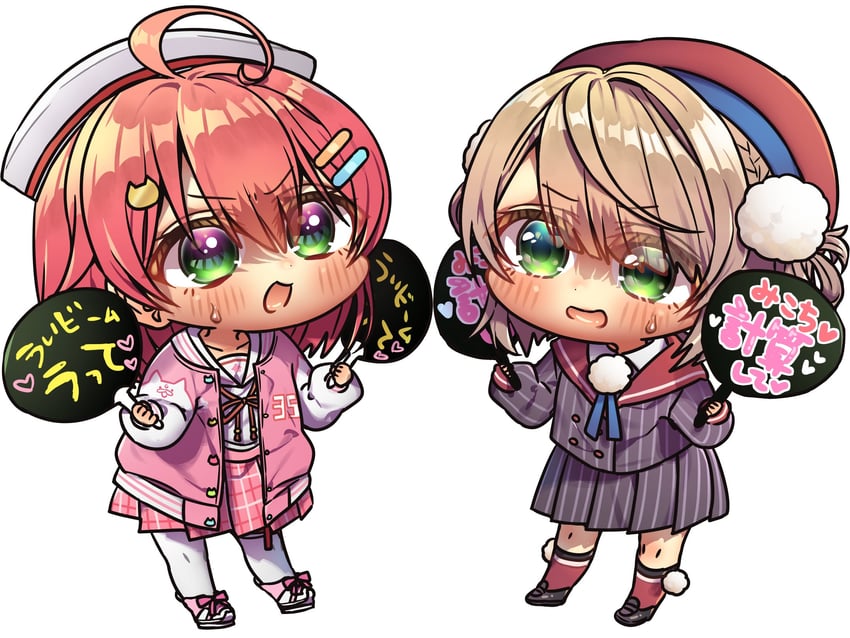 sakura miko and shigure ui (hololive and 1 more) drawn by harumina_mau