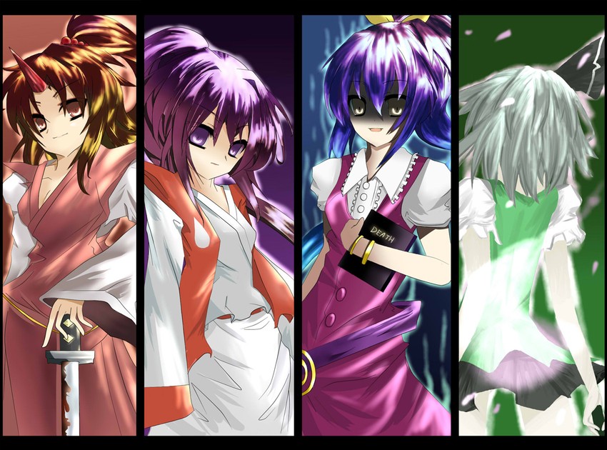 konpaku youmu, watatsuki no yorihime, konngara, and meira (touhou and 1 more) drawn by kuroi_mizore