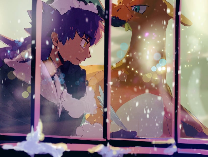 charizard and leon (pokemon and 1 more) drawn by mobuchin