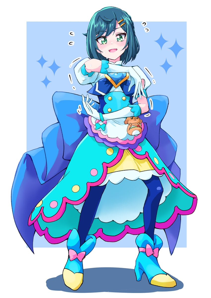 fuwa kokone, pam-pam, and cure spicy (precure and 1 more) drawn by keijirou_(mukunozaltusou)
