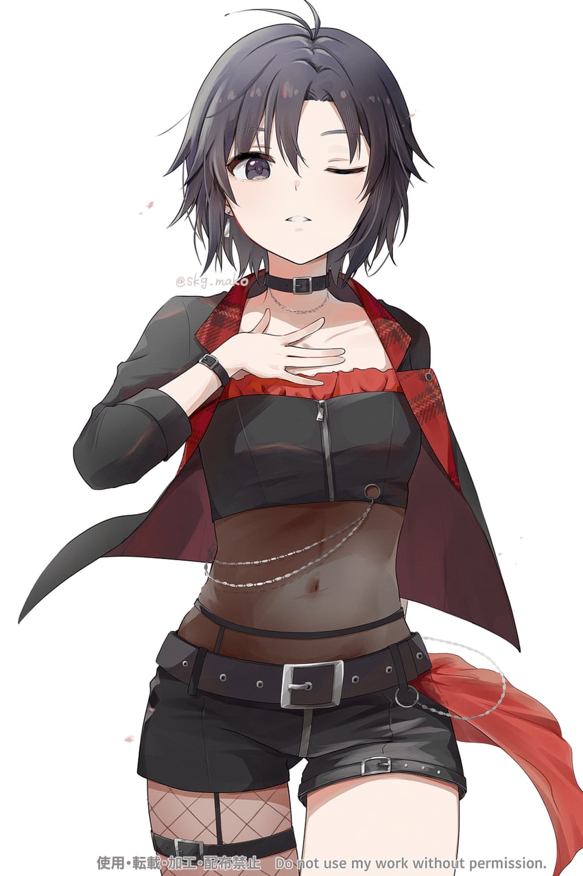 kikuchi makoto (idolmaster and 3 more) drawn by mogskg