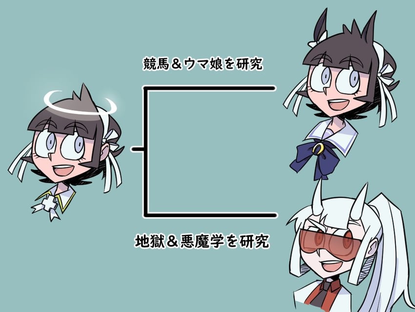azazel and loremaster (umamusume and 1 more) drawn by ririt_dx