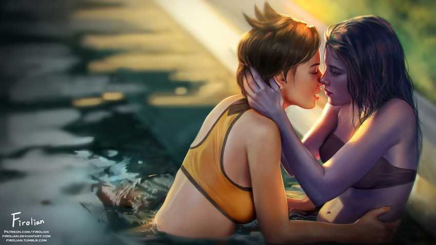 tracer and widowmaker (overwatch and 1 more) drawn by firolian