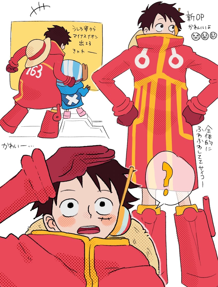 monkey d. luffy and tony tony chopper (one piece) drawn by shiba_(siiisiiba)