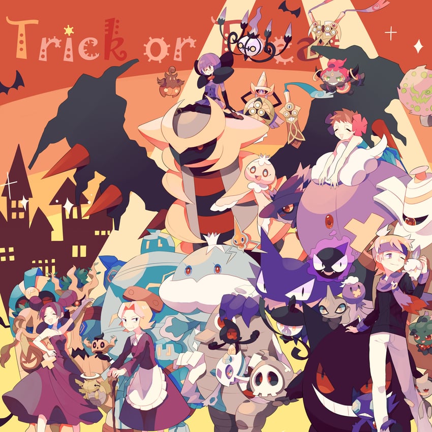 rotom, gengar, litwick, chandelure, gastly, and 32 more (pokemon and 5 more) drawn by nagatsukiariake