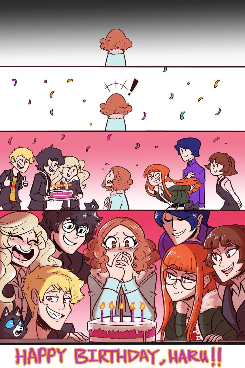 amamiya ren, takamaki anne, sakura futaba, niijima makoto, okumura haru, and 3 more (persona and 1 more) drawn by scruffyturtles