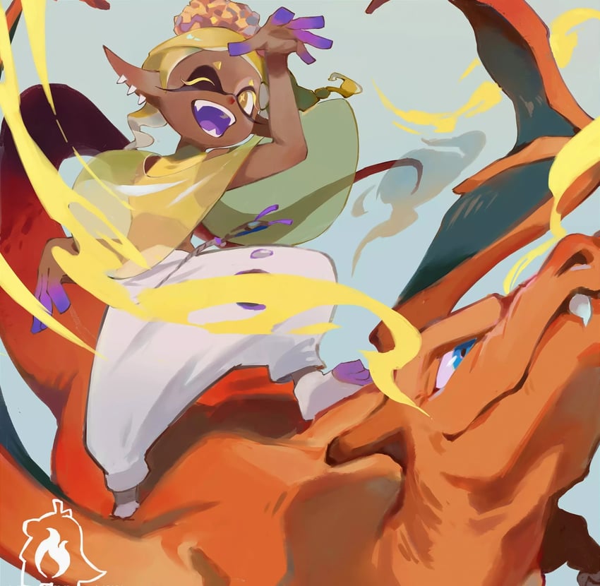 charizard and frye (pokemon and 2 more) drawn by ricmoo3