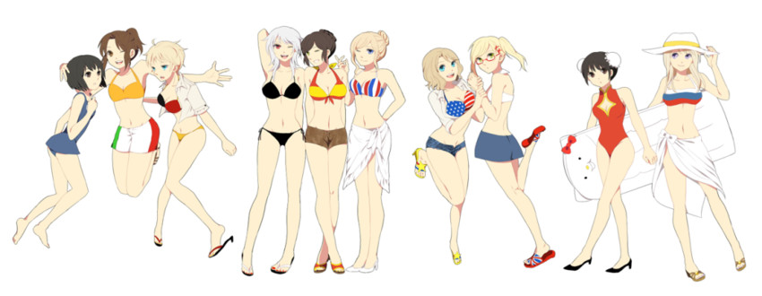 china, america, united kingdom, japan, russia, and 5 more (axis powers hetalia) drawn by teaco