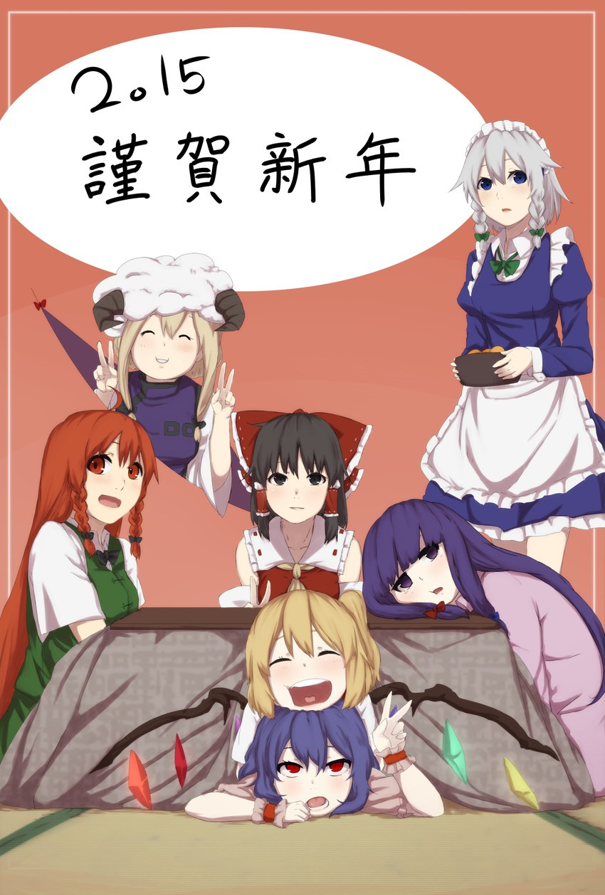 hakurei reimu, remilia scarlet, flandre scarlet, izayoi sakuya, patchouli knowledge, and 2 more (touhou) drawn by terimayo