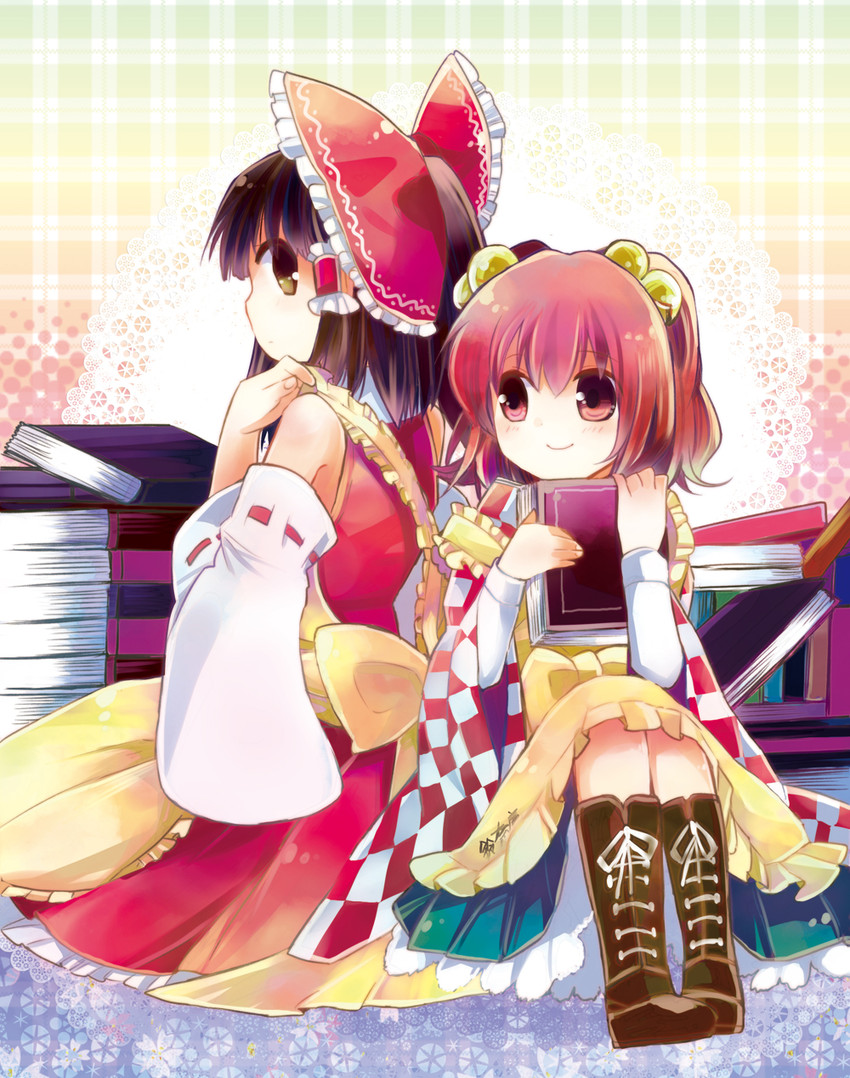 hakurei reimu and motoori kosuzu (touhou) drawn by oimoto_jirou