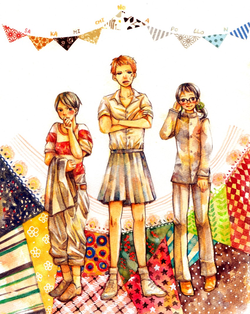 kawabuchi sentarou, nishimi kaoru, and mukae ritsuko (sakamichi no apollon) drawn by tanohagi
