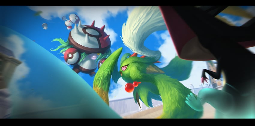 dragapult, foongus, flutter mane, amoonguss, and brute bonnet (pokemon) drawn by wer_(no0701)