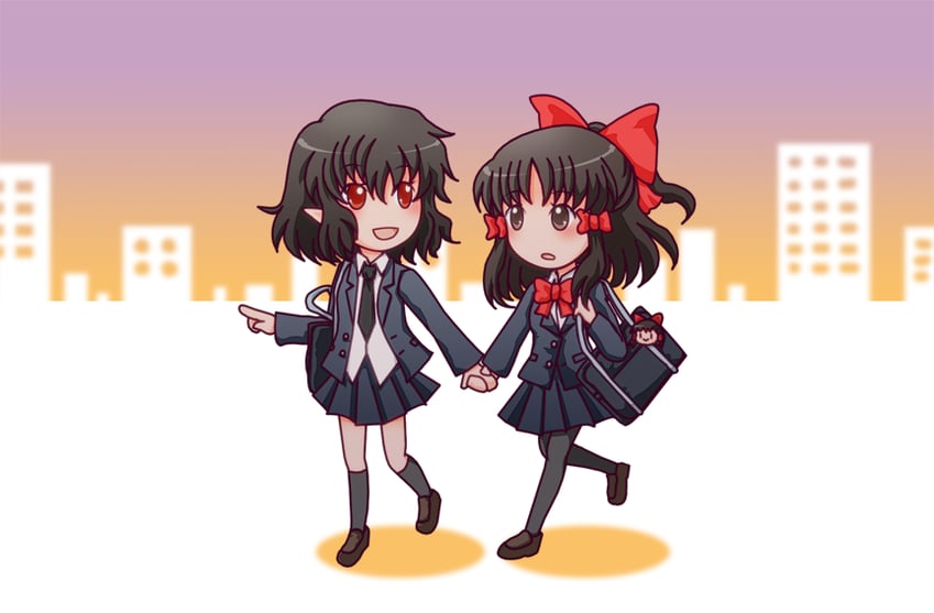 hakurei reimu and shameimaru aya (touhou) drawn by torikokoro