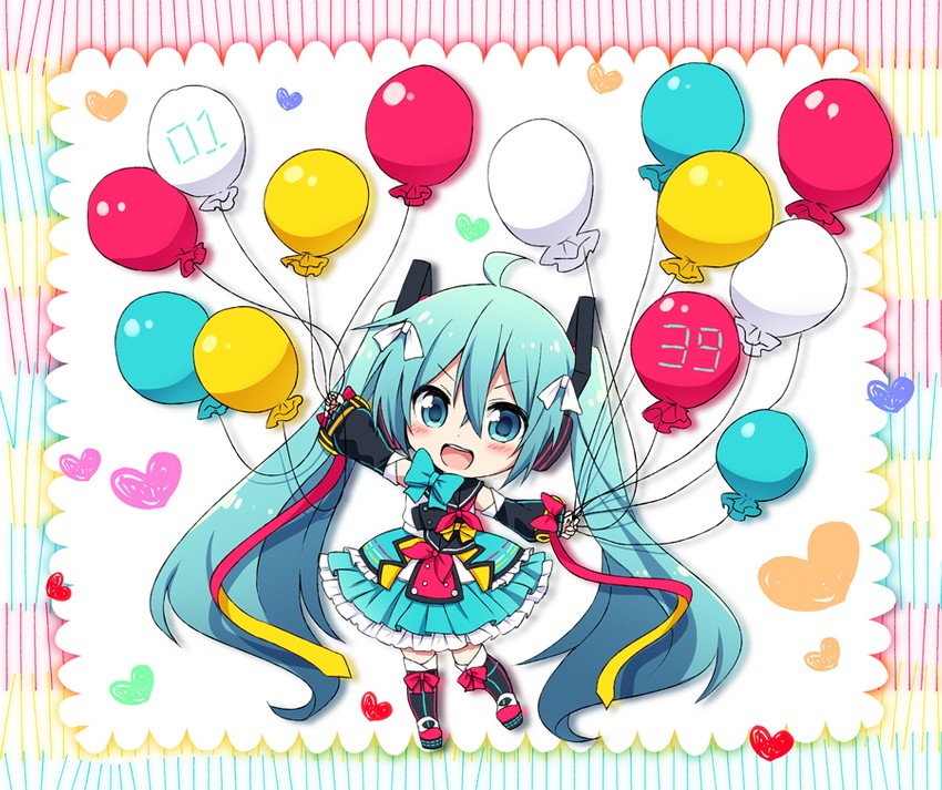 hatsune miku and magical mirai miku (vocaloid and 1 more) drawn by sudachi_(calendar)