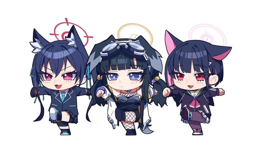 kazusa, serika, and hibiki (blue archive) drawn by kamiyama_sumu