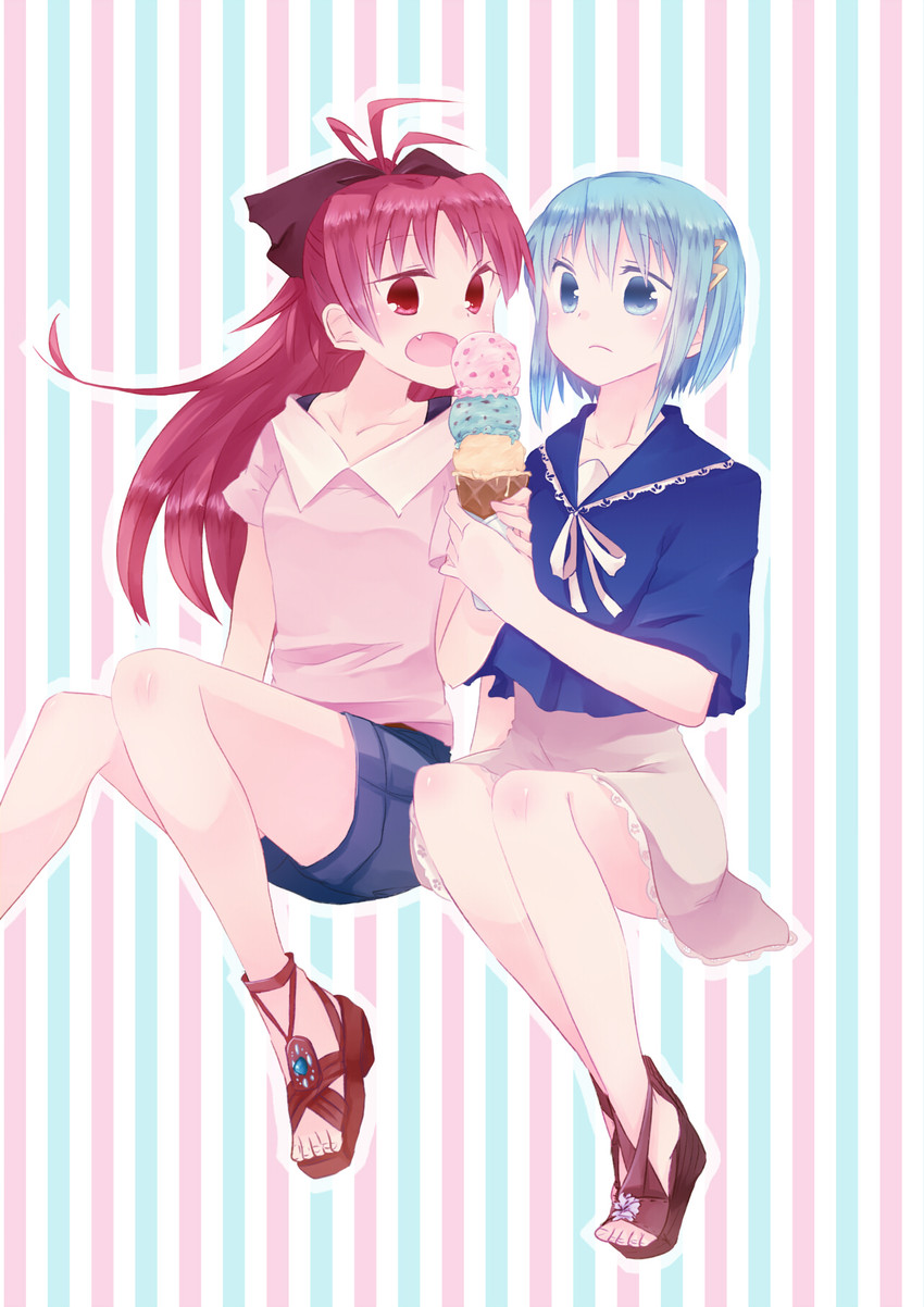 miki sayaka and sakura kyoko (mahou shoujo madoka magica) drawn by mizuki_(flowerlanguage)