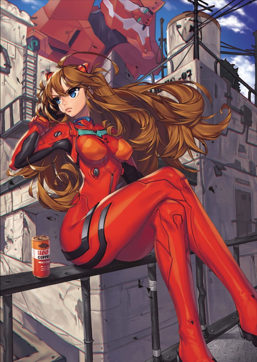 souryuu asuka langley and eva 02 (neon genesis evangelion) drawn by catcat136