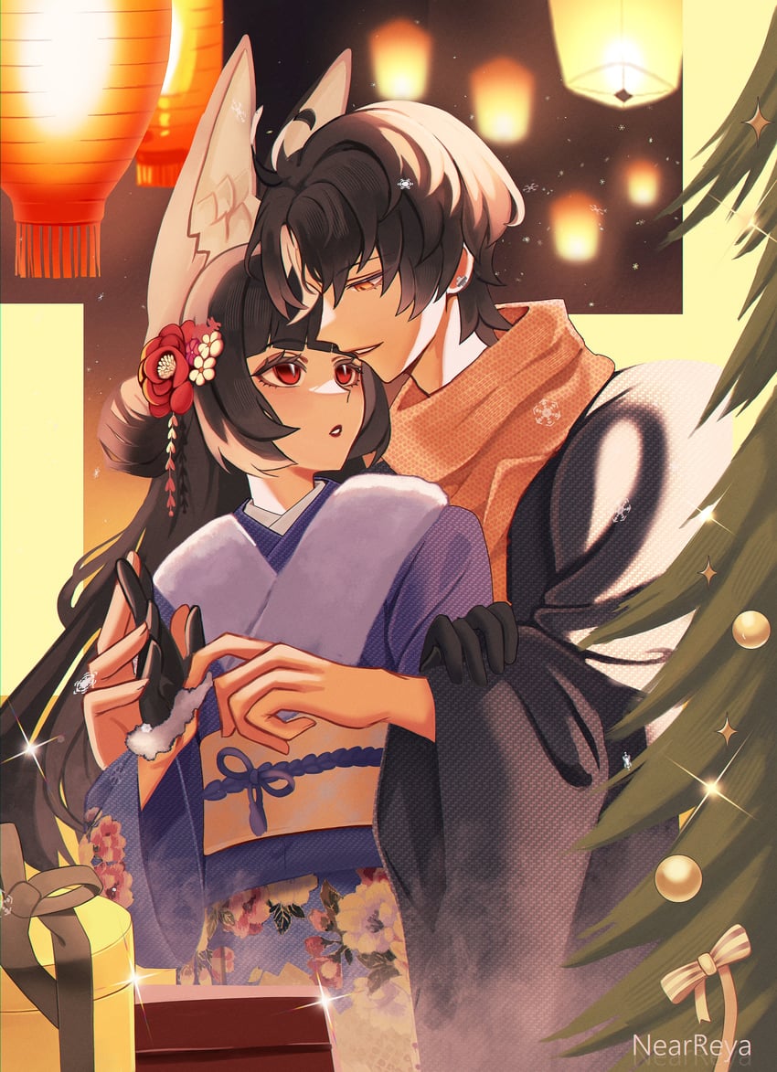 hoshimi miyabi and asaba harumasa (zenless zone zero) drawn by by_nearreya