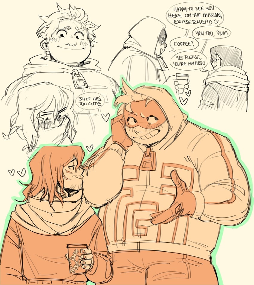 aizawa shota and fat gum (boku no hero academia) drawn by habkart