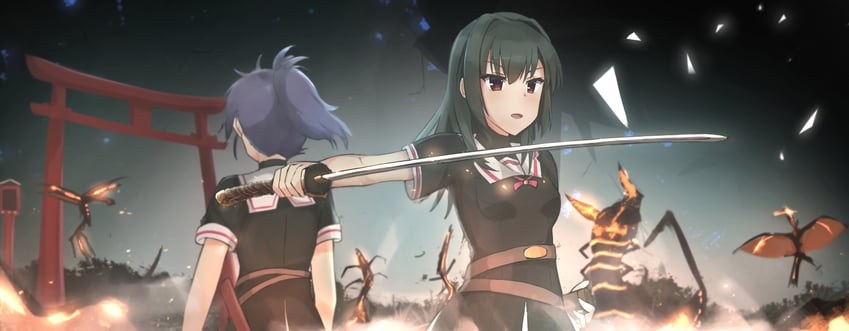 aratama, juujou kagari, and etou minato (toji no miko) drawn by yuzf