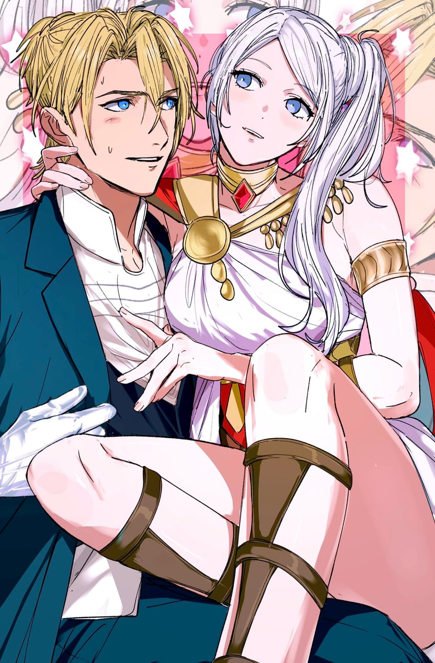 edelgard von hresvelg and dimitri alexandre blaiddyd (fire emblem and 1 more) drawn by amikoiiko