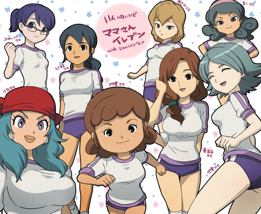 endou atsuko, kudou fuyuka's mother, urabe rika's mother, fubuki shirou's mother, gouenji shuuya's mother, and 3 more (inazuma eleven) drawn by mizuhara_aki