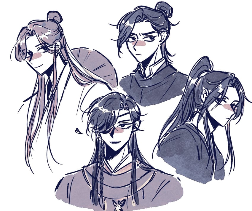 xie lian, hua cheng, mu qing, and feng xin (tianguan cifu) drawn by flclrnldudnj