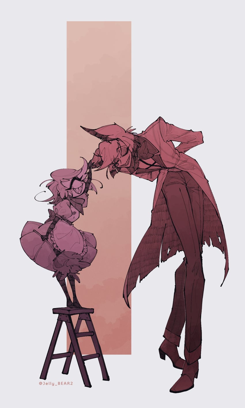 alastor and niffty (hazbin hotel) drawn by jelly_bear2
