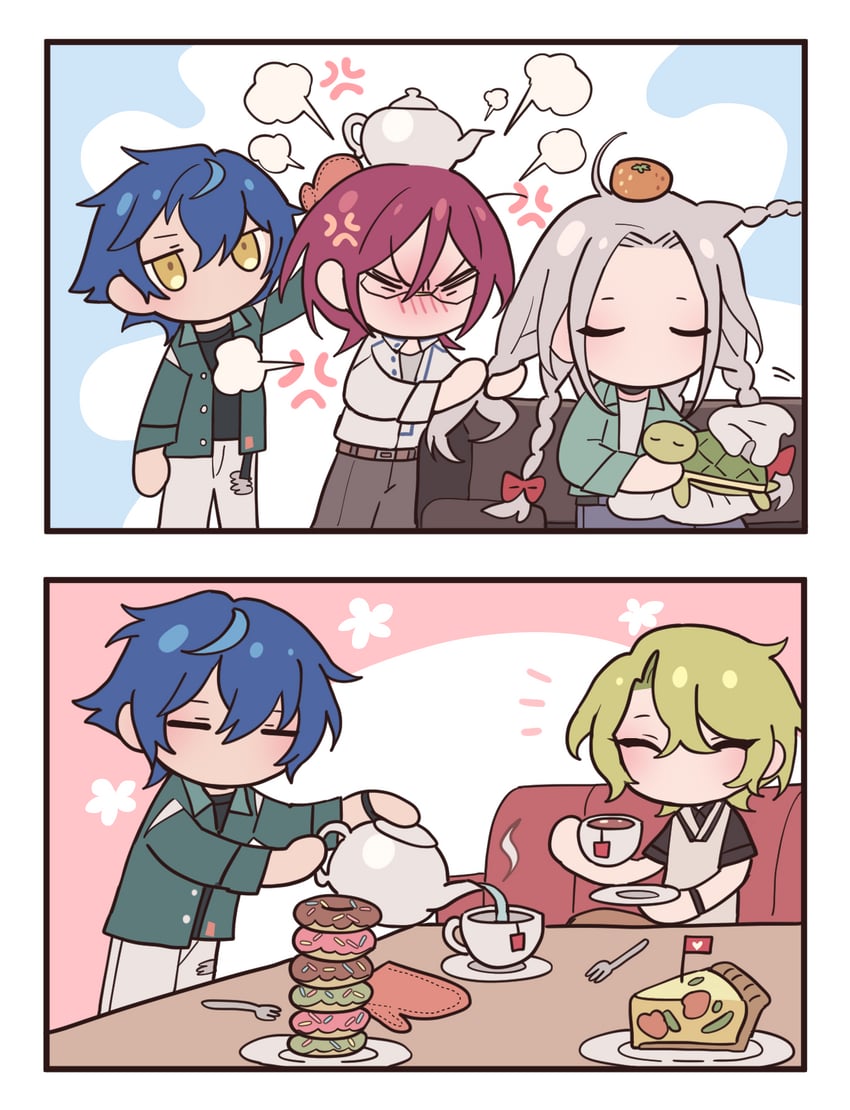 saegusa ibara, ran nagisa, tomoe hiyori, and sazanami jun (ensemble stars!) drawn by meremero