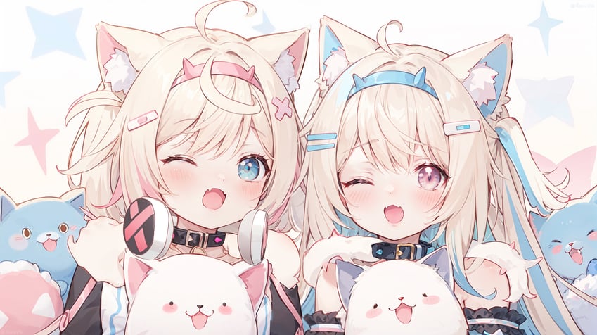 fuwawa abyssgard and mococo abyssgard (hololive and 1 more) drawn by tobarana