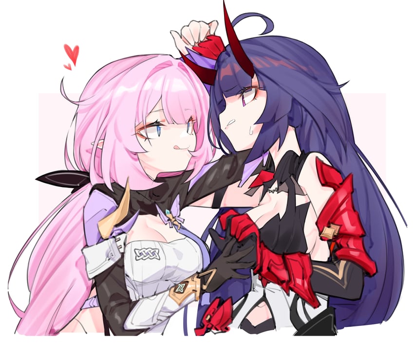 elysia and raiden mei (honkai and 1 more) drawn by error1980