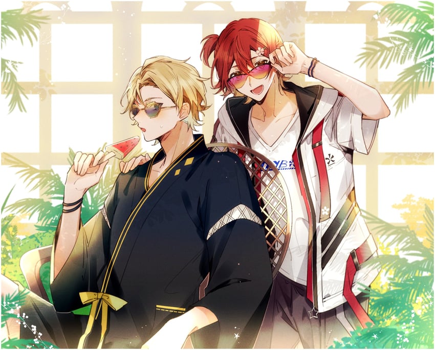 hanasaki miyabi and kishido temma (holostars) drawn by kiri_tmt