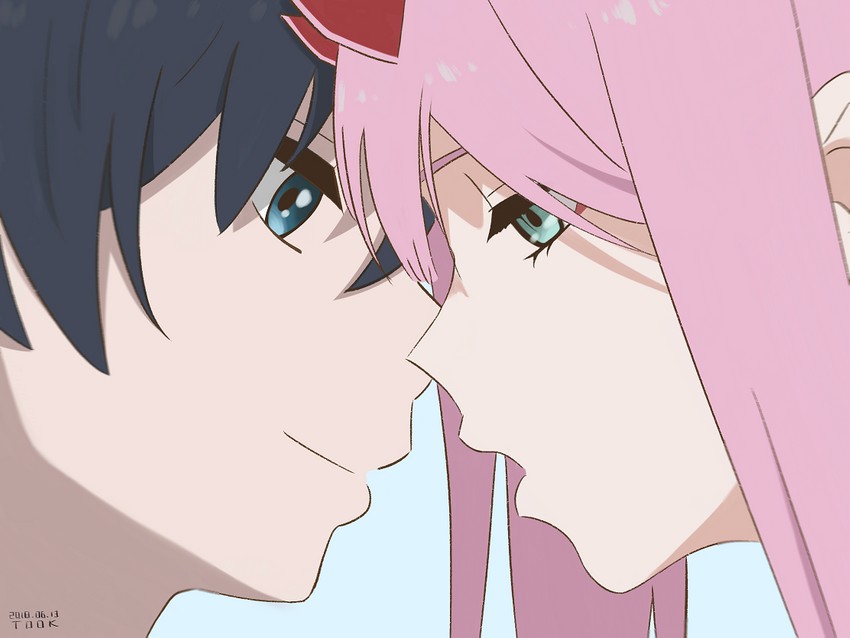 zero two and hiro (darling in the franxx) drawn by itook12